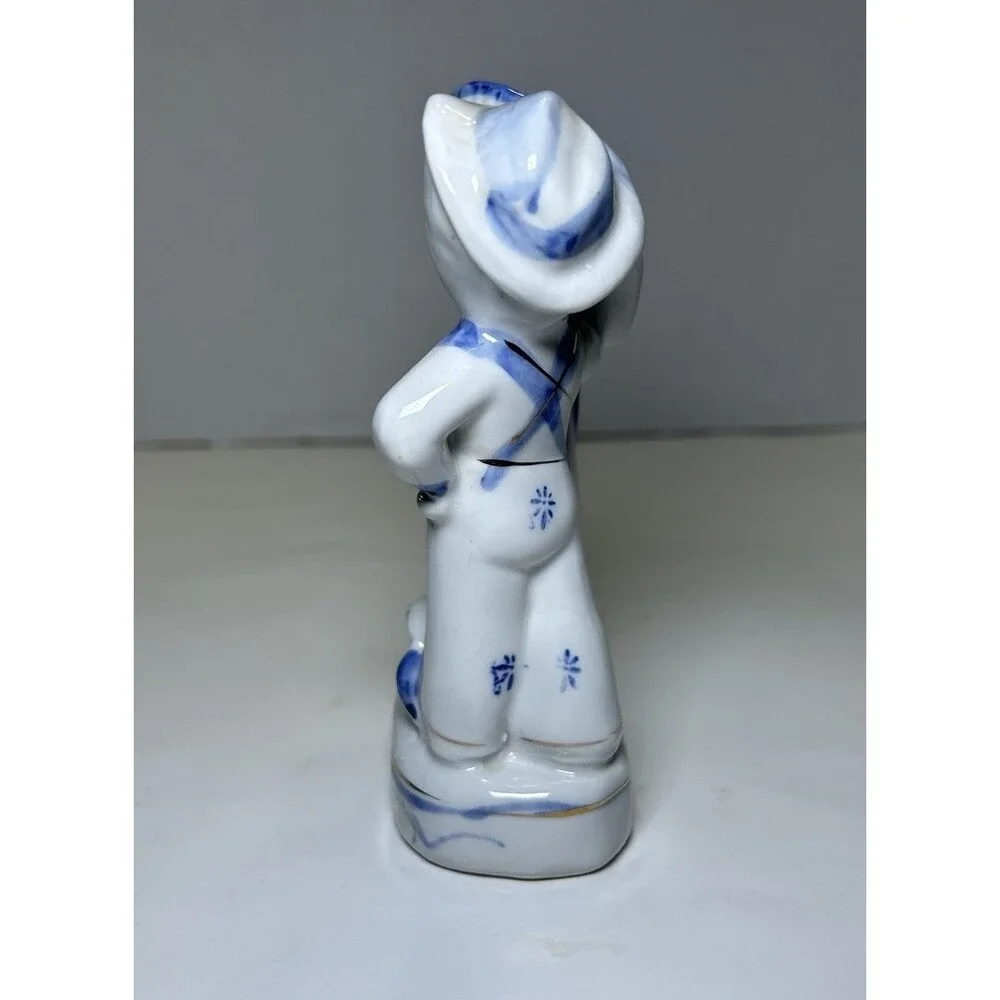 Vintage Victorian/Colonial Porcelain Children Figurine White/Blue Home Decor